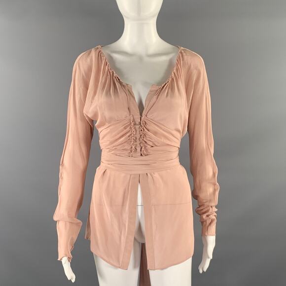Gucci Tops - GUCCI Size M Taupe Silk Blouse